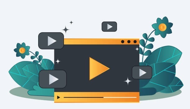 Infographic of a screen with multiple play buttons representing promotion of online classes