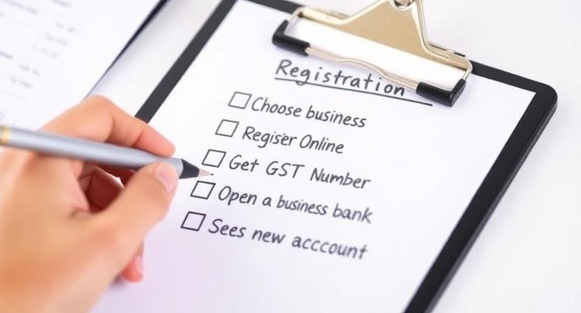 Checklist showing step-by-step process to register your music institute.